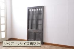 アンティーク建具　昭和初期　突き板仕上げ　独特な木目が目を引く木製ドア(木製扉)(R-044365)