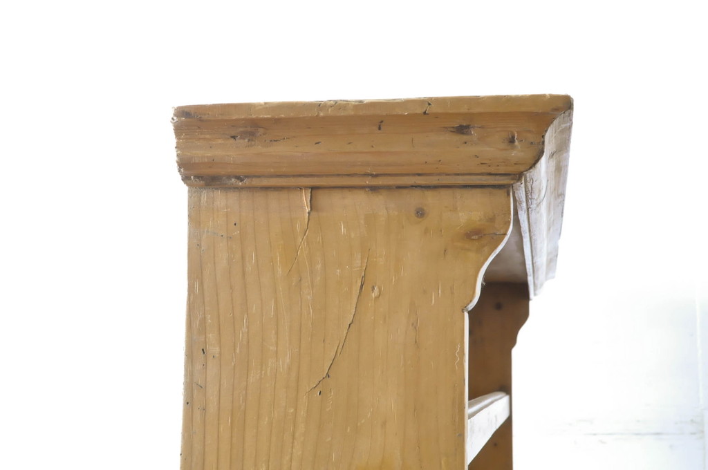 フランスアンティーク　オールドパイン材　見せる収納を楽しめるカップボード(食器棚、戸棚、収納棚、飾り棚、キャビネット)(R-064219)