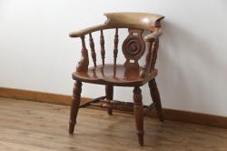 ヴィンテージ家具　カリン材　螺鈿象嵌　高級感漂う上品な佇まいが魅力のアームチェア(板座チェア、椅子、ビンテージ、花梨材)(R-040731)