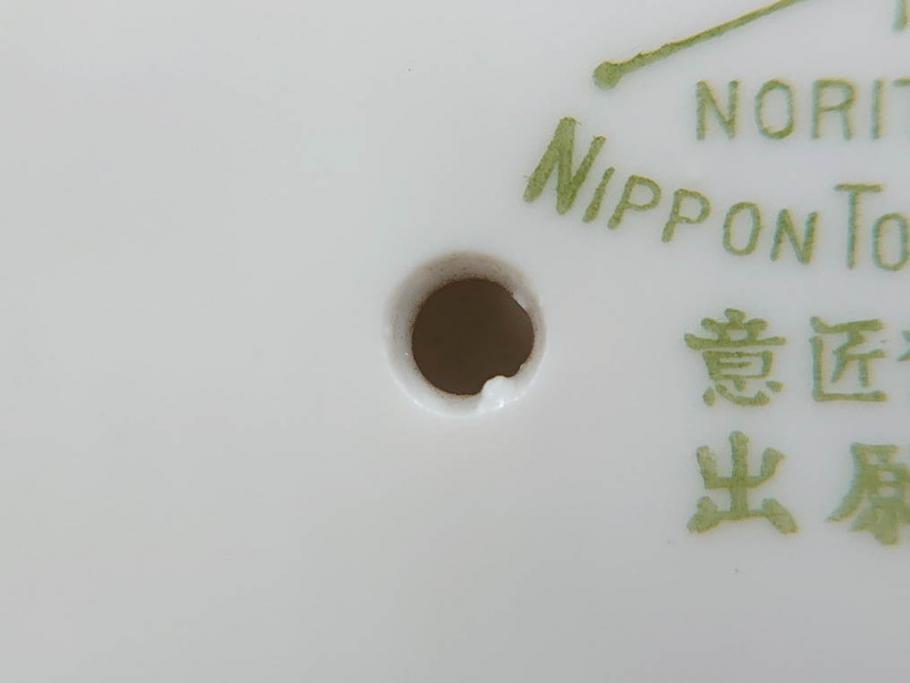 稀少　オールドノリタケ　NORITAKE　ヤジロベー印　ゾウ　丸いフォルムが可愛らしいインクポット(意匠登録出願中、日本陶器、インク壺、インクウェル、象、ぞう、動物、小物入れ、置物、瓶)(R-073185)