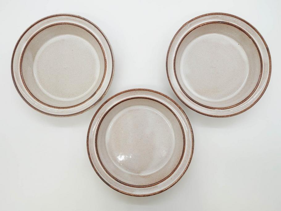 デンマーク　STOGO　素朴な風合いが温かい雰囲気を演出するスープ皿3枚セット(プレート、北欧食器)(R-073189)
