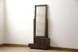 イタリアビンテージ　ゴールドの縁取りがアクセントのウォールミラー(壁掛け鏡、ヴィンテージ)(R-068837)
