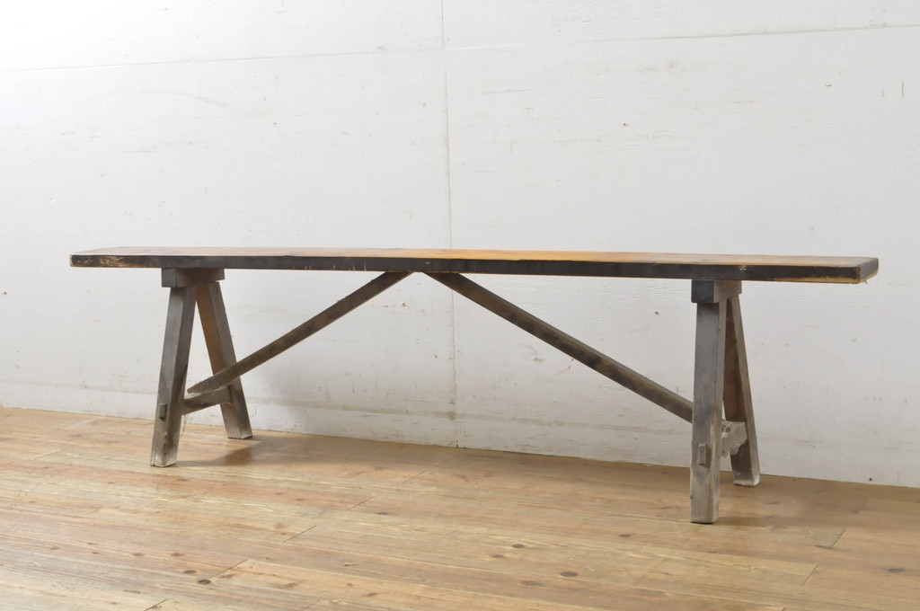 和製アンティーク 古い木味が魅力的な長椅子(長イス、ベンチ、2人掛け、3人掛け)(R-064240) ラフジュ工房