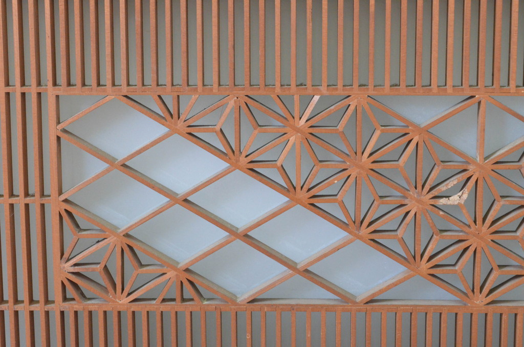 アンティーク建具　片面ガラス　上品な和の空間を演出する組子欄間1枚(明かり取り、明り取り、フィックス窓)(R-065004)