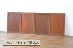 アンティーク建具　昭和初期　古い木味の舞良戸窓2枚セット(まいらど、板戸、引き戸)(R-065279)