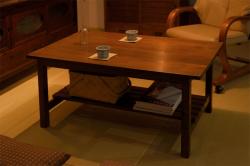 リメイク家具　ナラ材　素朴な木の風合いがレトロなセンターテーブル(ローテーブル、リビングテーブル、作業台)(2)