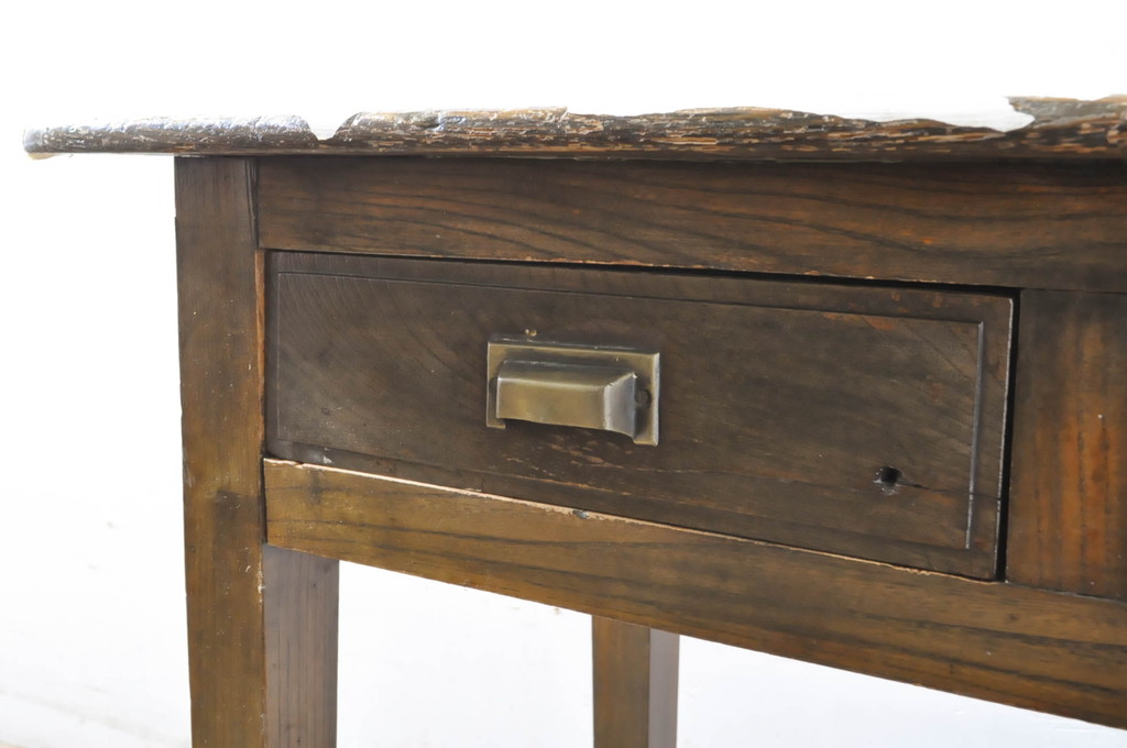 和製アンティーク　古い栓材の木味が魅力的なコンソールテーブル(デスク、平机、サイドテーブル、ワークデスク、在宅用、在宅ワーク用)(R-064859)