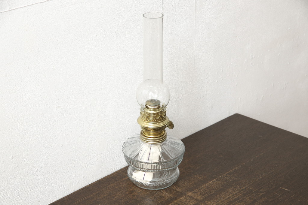 和製アンティーク　デッドストック品　巻芯14番　レトロな佇まいがお洒落な空間づくりに活躍するオイルランプ(灯油ランプ、卓上ランプ)(R-059656)