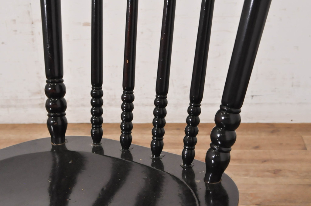 中古　松本民芸家具　16型スピンドルチェア　ゆったりと座れるダイニングチェア(板座チェア、椅子、イス)(R-072378)