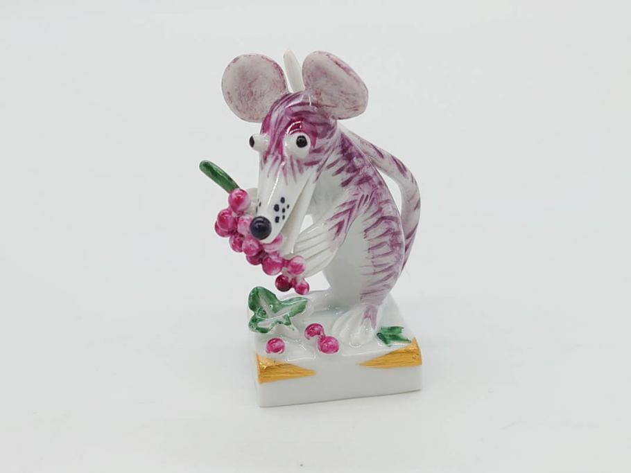 ドイツ　マイセン　Meissen　子　亥　細部までこだわりを感じるキュートなミニ干支人形2体セット(鼠、ねずみ、ネズミ、猪、いのしし、イノシシ、置物、フィギュリン)(R-073659)