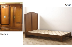 アンティーク家具　和製アンティーク　古い木製の木味の良いベビーベッド(ベンチ・ソファ)