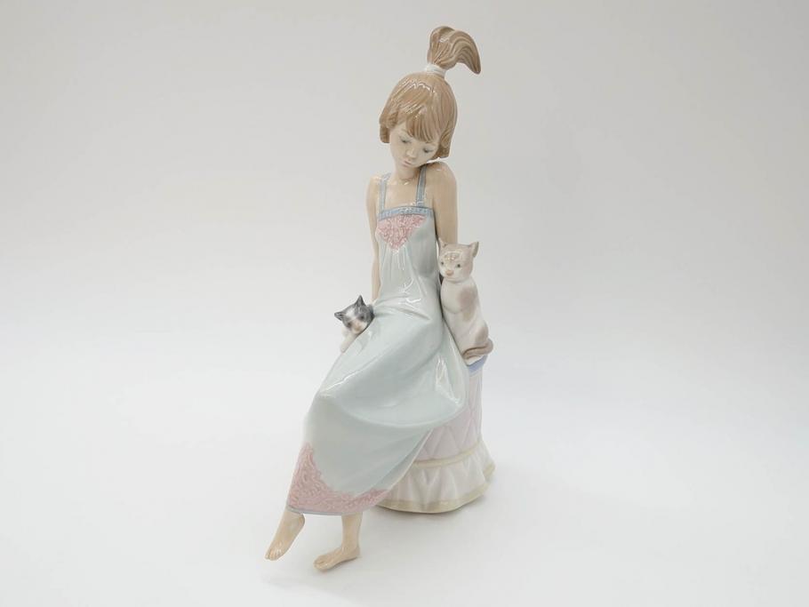 スペイン リヤドロ LLADRO Bed time 猫とおしゃべりする少女 細やかな