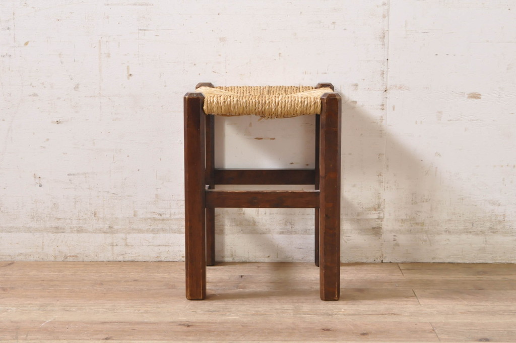 和製ビンテージ　松本民芸家具　アジアンテイストの空間づくりにおすすめのラッシスツール(椅子、イス、ヴィンテージ)(R-072332)