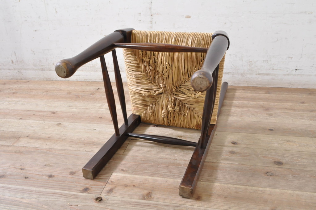 和製ビンテージ　松本民芸家具　ラダーバックがお洒落なラッシチェア4脚セット(ダイニングチェア、椅子、イス、ヴィンテージ)(R-072341)
