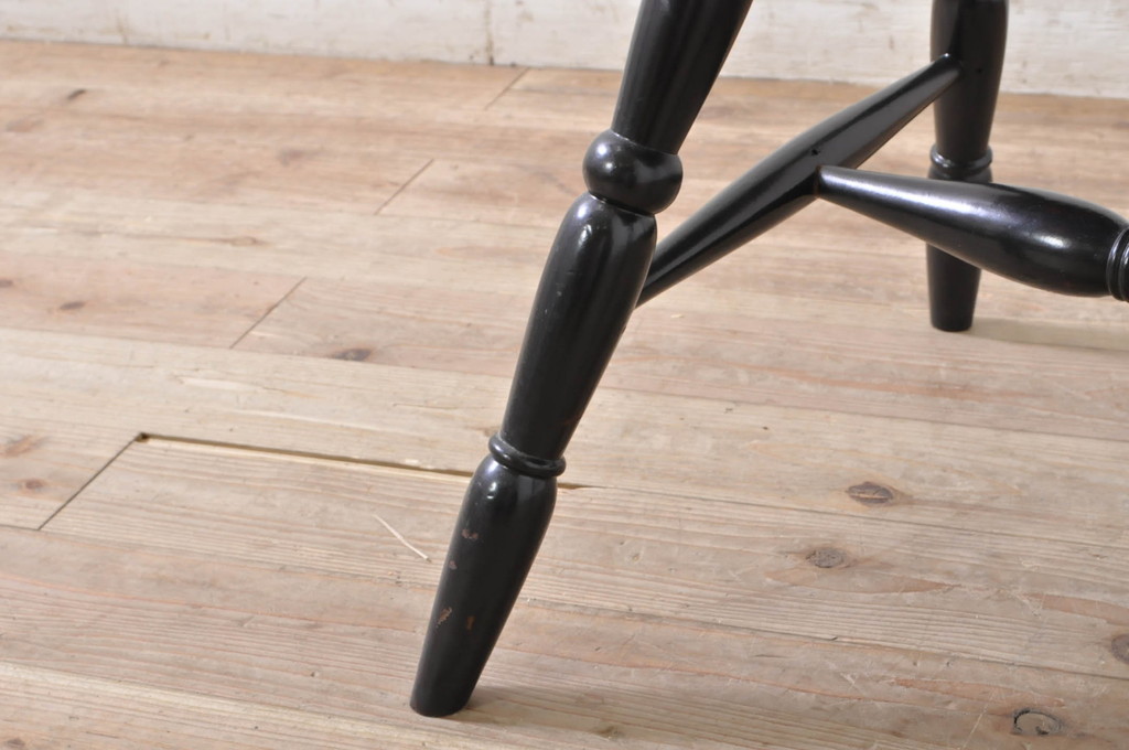 和製ビンテージ　松本民芸家具　#16型スピンドルチェア　ゆったりと座れるダイニングチェア4脚セット(板座チェア、椅子、イス、ヴィンテージ)(定価4脚で約40万円)(R-072366)