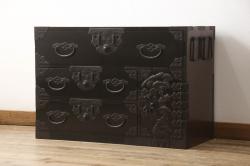 和製アンティーク　レトロな雰囲気溢れる収納箪笥(チェスト、ローボード、ローチェスト、小物収納)(R-072957)
