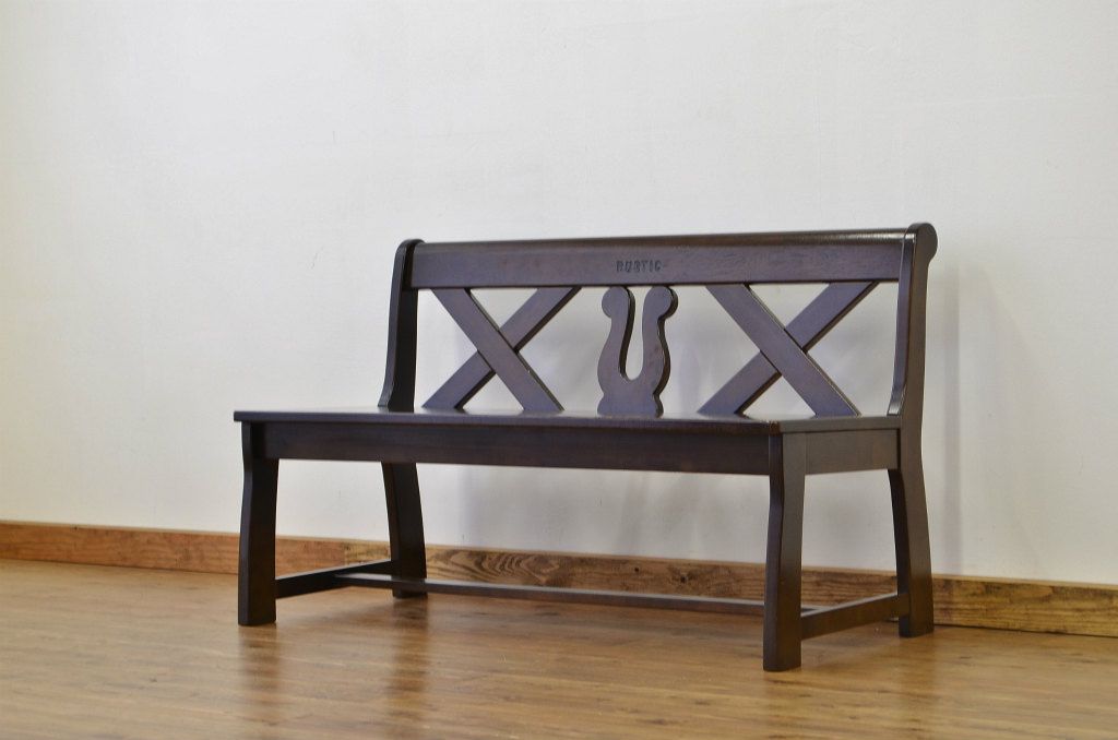 48 カリモク ベンチ RUSTIC 2人掛け 木製 椅子-