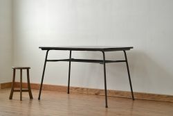アンティーク家具　アンティーク 天板無垢板の鉄脚テーブル4(作業台・アイアン)
