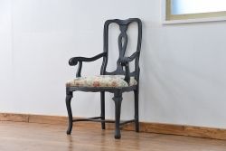 ヴィンテージ家具　海外ビンテージ　アンティークペイント仕上げ　かわいいアームチェア(2)(椅子、イス)