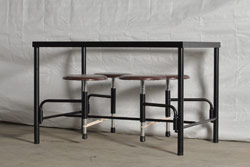 ラフジュ工房オリジナル　4脚格納スツール付きテーブル(4人掛け、ダイニングテーブル、作業台)(R-037158)