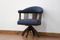 アンティーク家具　大正ロマン 古いナラ材の上品な回転椅子(回転イス、ドクターチェア)