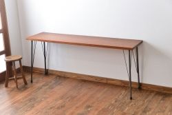 レトロ家具　昭和レトロ　天板一枚板!古材を使った鉄脚テーブル(2)(作業台)