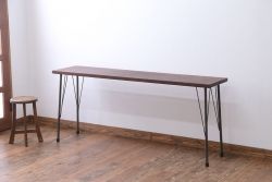 アンティーク家具　天板一枚板　古材を使った鉄脚テーブル(1)