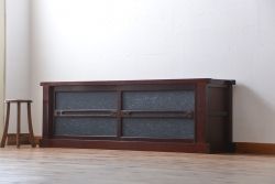 アンティーク家具　和モダンスタイル!　六尺　鏡板和紙貼りのおしゃれな水屋箪笥ローボード(テレビ台、キャビネット、収納棚)