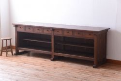 アンティーク家具　和製アンティーク　特大サイズ!骨太で重厚な古い木製の作業台(カウンターテーブル)(2)
