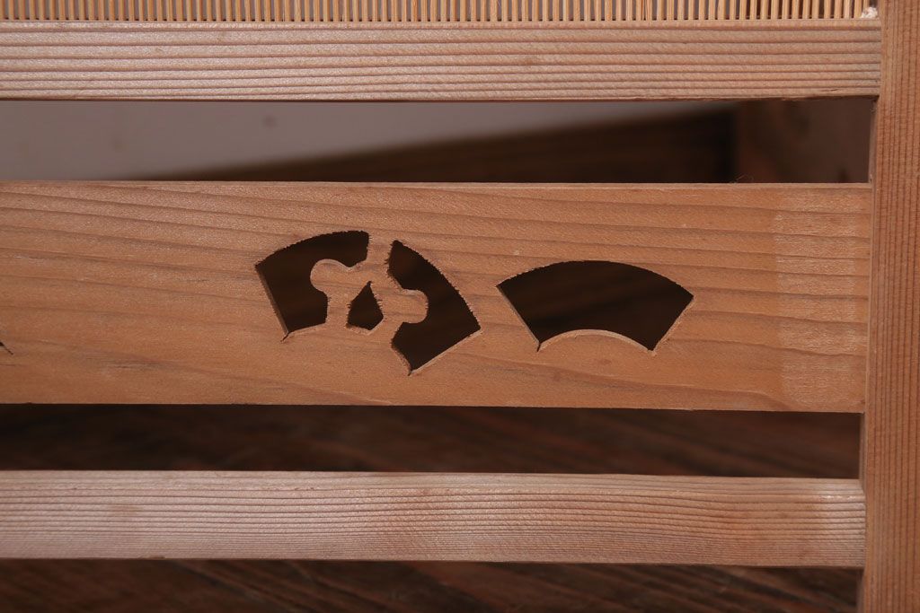 古民具・骨董　古い木味の折り畳み式パーテーション(四連屏風衝立て)(1)