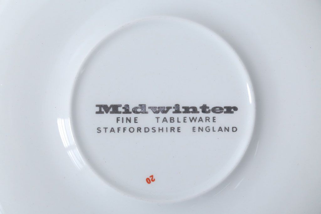 イギリスビンテージ　MIDWINTER(ミッドウィンター)　PUSSY WILLOW(プッシーウィロウ)シリーズ　カップ&ソーサー6客セット(洋食器)