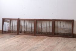 和製アンティーク　古い木の組子ガラス戸4枚セット(窓・明り取り)