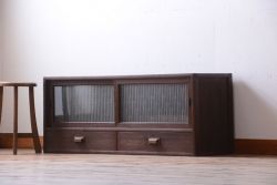アンティーク家具　和製アンティーク　銀モールガラス!古い桐箪笥ローボード(テレビボード)