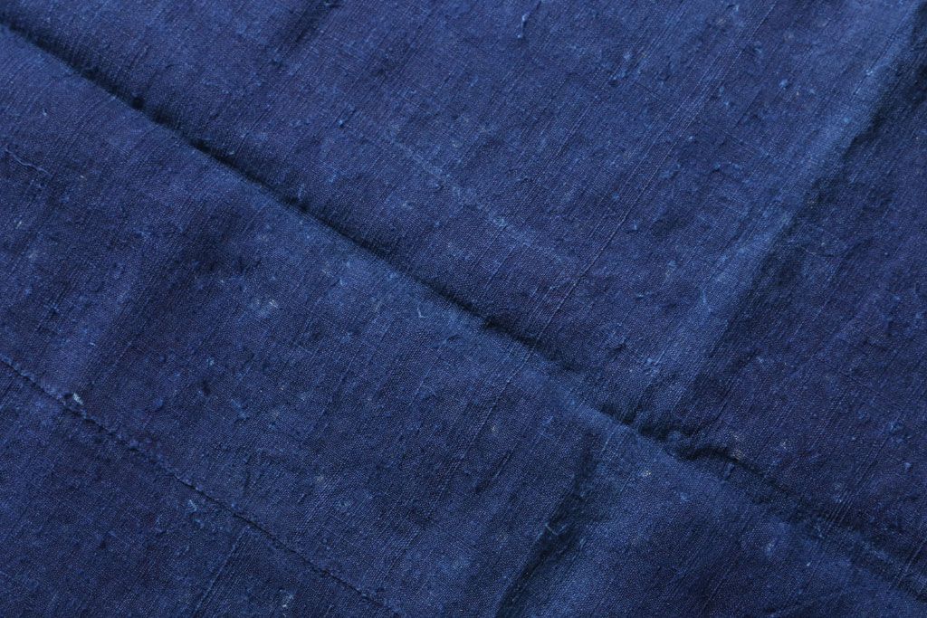 アンティーク雑貨　アンティーク　インディゴ(藍)染めハンガリーリネンのテーブルクロス(花柄)(2)