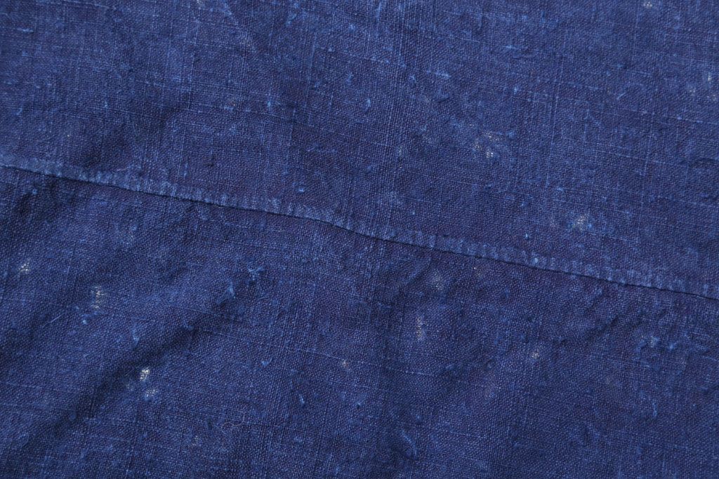 アンティーク雑貨　アンティーク　インディゴ(藍)染めハンガリーリネンのテーブルクロス(花柄)(2)