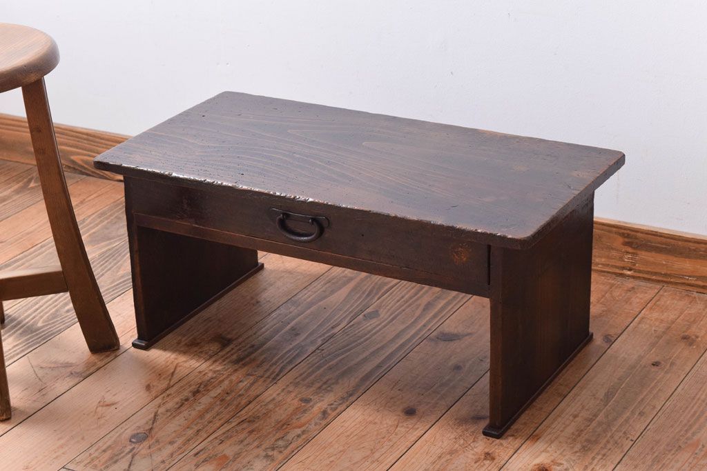 古い木製のテーブル 文机 座卓 ちゃぶ台 古家具 古民家 古道具作業台