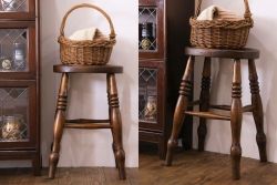 アンティーク雑貨　イギリスアンティークの上品な丸スツール(椅子、チェア)(2)