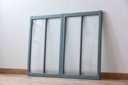 すりガラス入り!レトロデザイン　シンプルなペイントガラス戸2枚セット(窓)