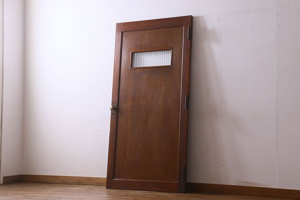 昭和レトロ 銀モールガラス入り 懐かしい雰囲気漂う木製ドア 扉 ラフジュ工房