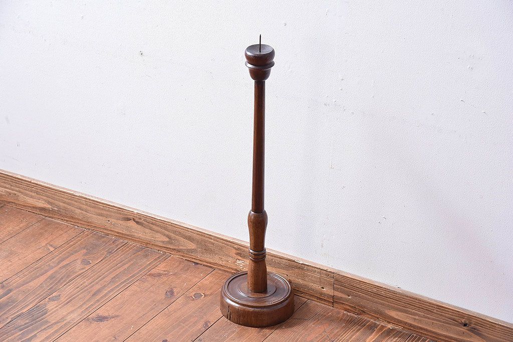 アンティーク雑貨 総ケヤキ材 古い木製のアンティークろうそく立て 燭台 キャンドルスタンド ラフジュ工房