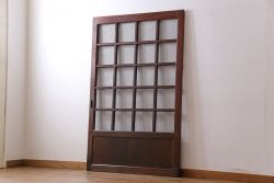 和製アンティーク　古いヒノキ材の升目蔵戸(引き戸、建具、玄関戸)