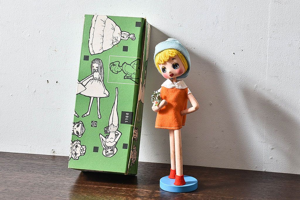 アンティーク雑貨 昭和レトロ ポーズ人形(文化人形)・外箱付き(2