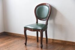 中古　フランス製　上品なデザインが魅力的な本革のチェア(椅子)(2)