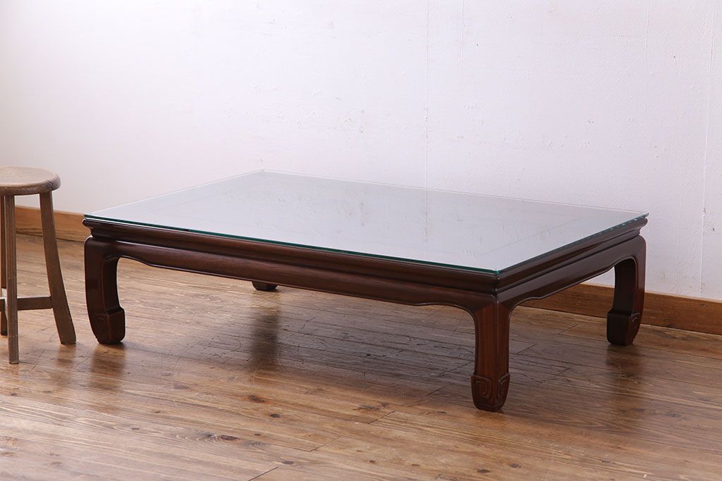 中古美品 大阪唐木指物 職人の手仕事の良さが感じられるローテーブル