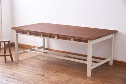 ペイント家具　両面引き出し付き特大ダイニングテーブル(作業台、作業テーブル)