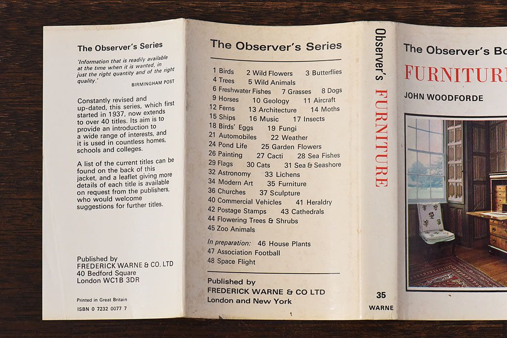 アンティーク雑貨　イギリス　The Observer's Book　FURNITURE　家具　コンパクトハンドブック(洋書、ポケット辞典、本)