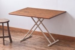 ラフジュ工房オリジナル　ヒノキ材　リフティングテーブル(サイドテーブル、センターテーブル、作業台)(3)