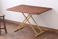 アンティーク家具　イギリスアンティーク　オーク材　パーケット天板や猫脚の作り込みが美しいエクステンションテーブル