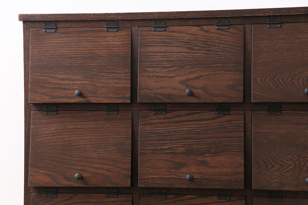 ラフジュ工房オリジナル　3×4マス　かわいらしい取っ手のパタパタ収納棚(マス目棚、戸棚)