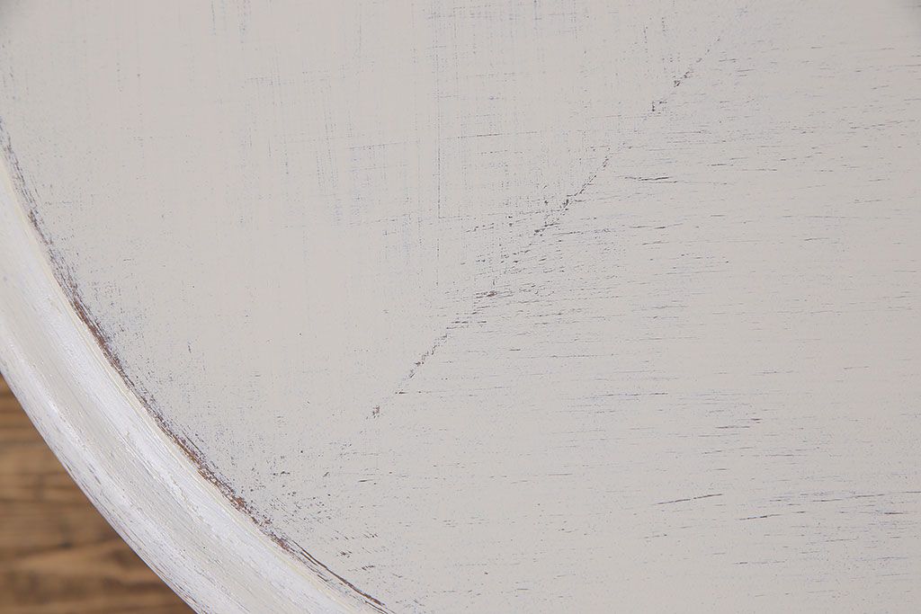 アンティーク雑貨　ペイント家具　天童木工　シンプルなラウンド型サイドテーブル(センターテーブル、コーヒーテーブル、花台)(2)